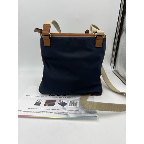 Michael Kors Authenticated Kempton Navy Nylon Leather Crossbody Shoulder Bag - Picture 11 of 16
